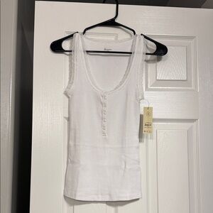 No Boundaries White Lace Trim Tank Top